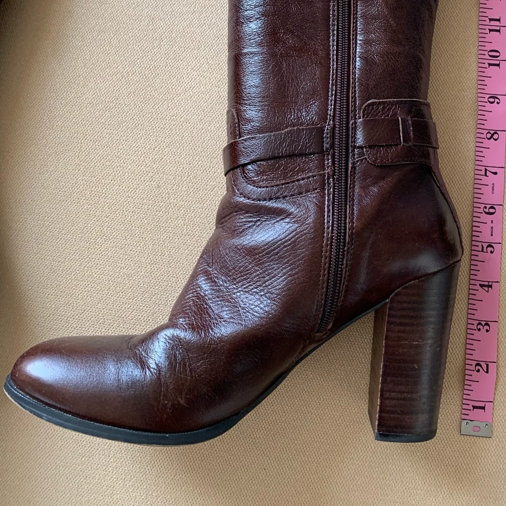 Brown leather boots. 4&1/2 inch heel. Size 11